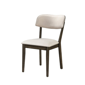 The Rex Mid-Century Modern Upholstered Dining Chairs in Walnut Brown offer both style and comfort for your dining space. This set includes two chairs, each crafted from solid rubberwood, manufactured woods, and oak veneers to ensure stability and longevit