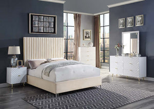 Edzia - Queen Bed - Beige Velvet