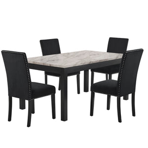  accompanied by four exquisite black velvet chairs. Crafted from solid R