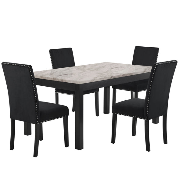  accompanied by four exquisite black velvet chairs. Crafted from solid R