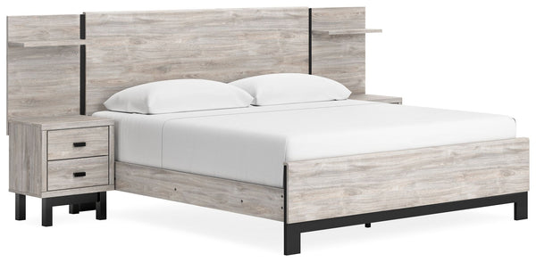 Craft a contemporary hideaway without breaking the bank. An elegant juxtaposition of refined neutral hues, this two-toned king panel bed with extensions brings sleek style to your space. The sheer simplicity of its profile stunningly frames your mattress,