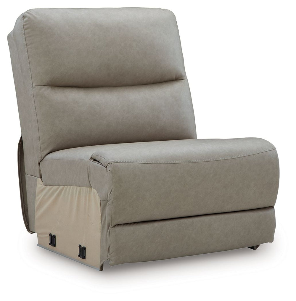 This armless chair is made with faux leather upholstery. It pairs with other items in the series to make a modular sectional.<br/><br/><b>Product Features</b><ul><li>Compatible with other 99201 items, sold separately</li></ul><br/>