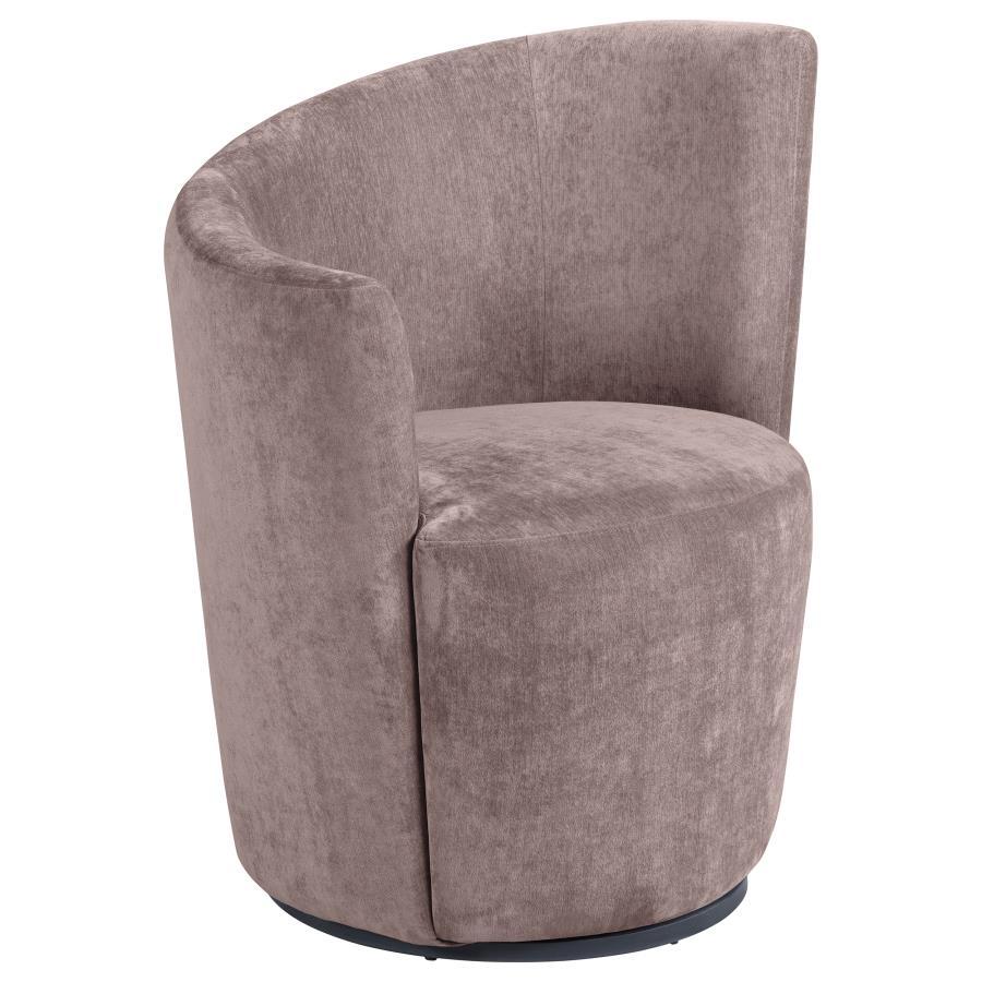 This accent chairâ€™s sculptural silhouette and plush velvet upholstery create a luxurious presence in your living space. Designed with swivel functionality, it allows effortless 360-degree rotation, making it perfect for conversation areas or cozy readin