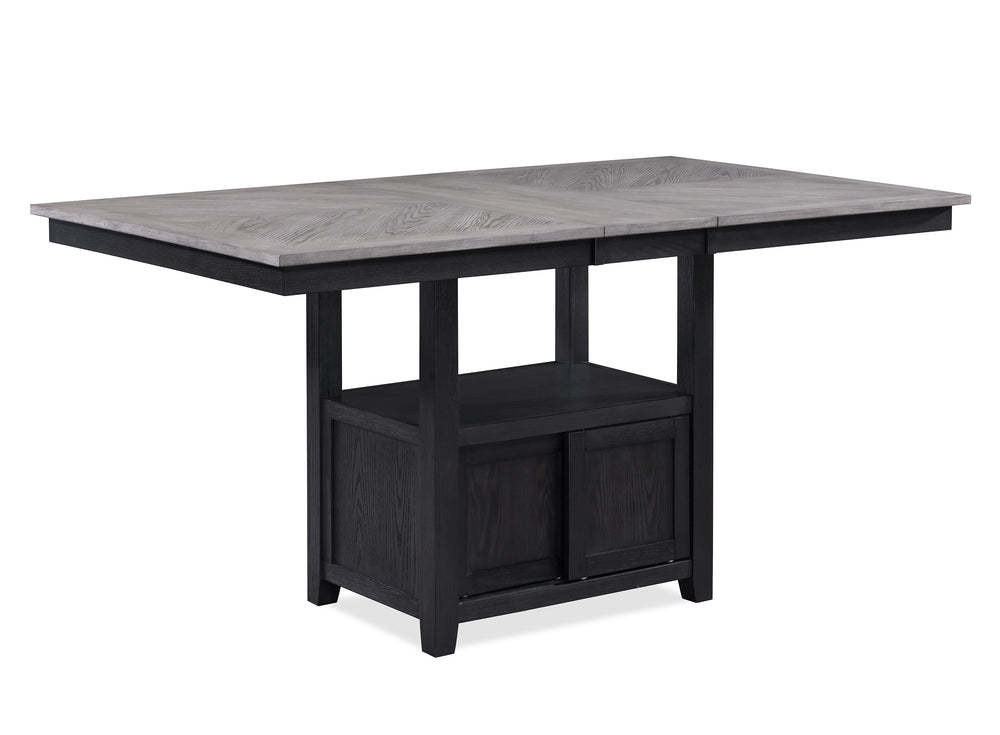 Experience the fusion of contemporary flair with classic comfort in this sleek dining ensemble. Boasting a deep charcoal finish with striking wood grain detail, this set is an emblem of modern sophistication. The plush, light-gray cushioned seating offers