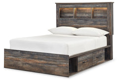 When merged in just the right way, rustic and industrial styles can make one happy marriage. Case in point: this full bookcase bed with storage. A refined take on barn board beauty, its complex, replicated wood grain showcases hints of burnt orange and te