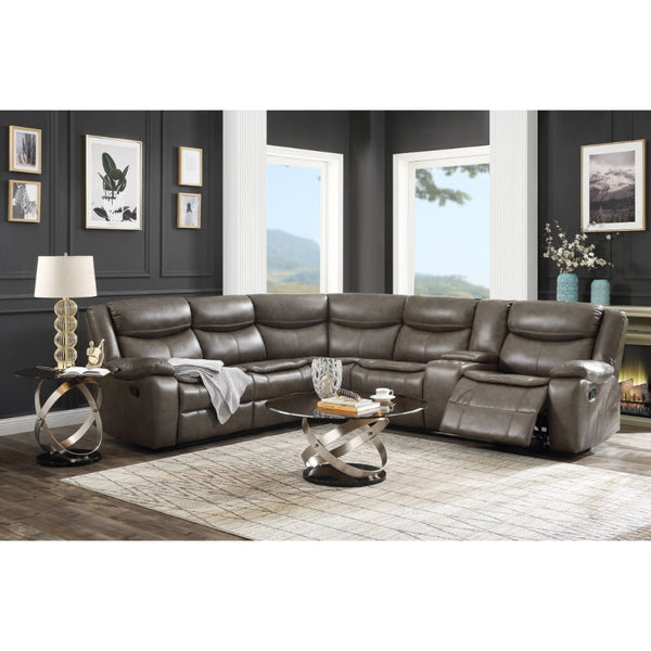 Tavin - Sectional Sofa - Taupe Leather-Aire Match