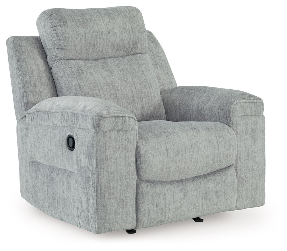 This budget-friendly rocker recliner makes it so easy to stream a new series or nap for a good, long time. Sumptuous on-trend textured upholstery, plump cushioning and simple pull tab reclining make it the best seat in the houseâ€”all that-'s missing is y