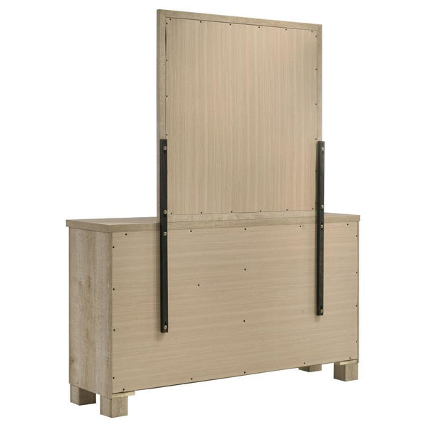 Oakglen - 6-Drawer Bedroom Dresser And Mirror - Weathered Oak