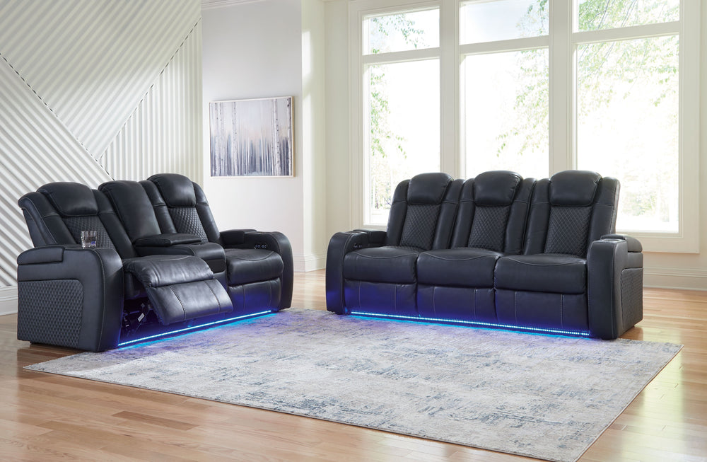 This power reclining set goes beyond basic comfort. It upgrades the everyday, turning your living room into an entertainment hub. Donâ€™t want to leave your seat? Keep essentials in reach with assorted charging options, cup holders and storage arms. You c