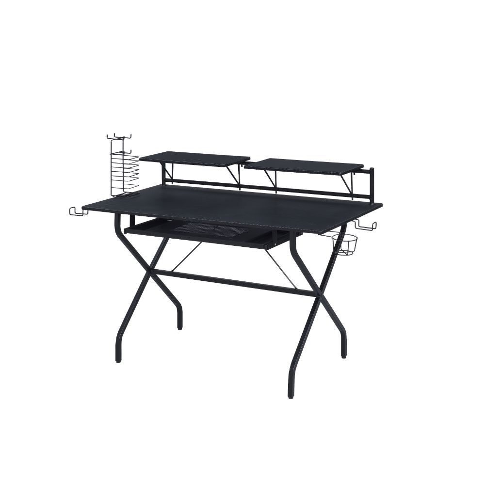 Bring a compelling and cohesive aesthetic in your arrangement with this Hartman computer desk. Offers sufficient room for 2 monitors and keyboard tray, this piece is your perfect choice whether for working tax bills or playing online games. Featuring rich