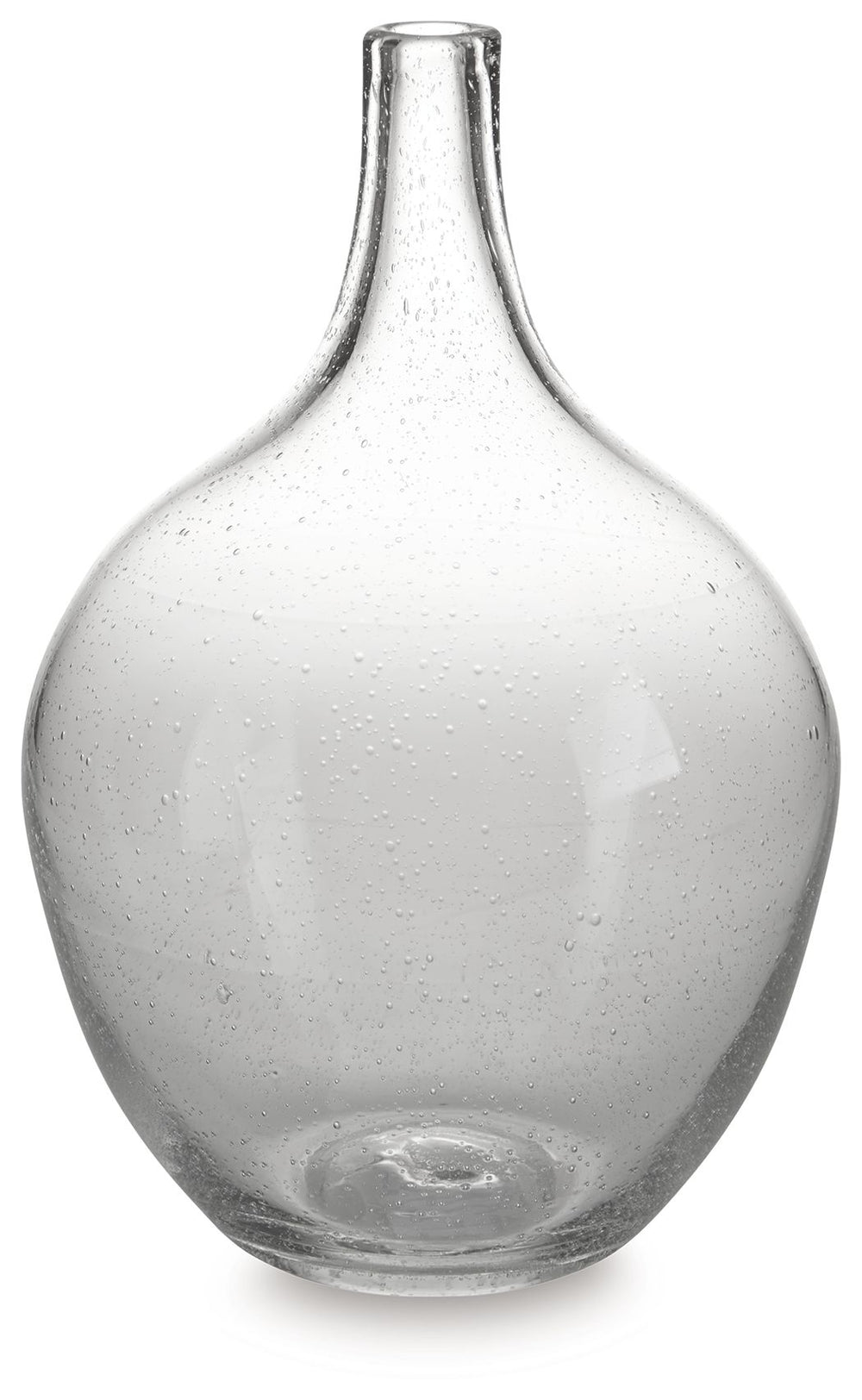 Infuse your shelf, mantel or tabletop with casual charm. Crafted from clear seeded glass, this vase effortlessly captures the essence of weathered beauty. Whether it-'s indoors or outdoors, this vessel is enchantingly simple unadorned or filled with your 