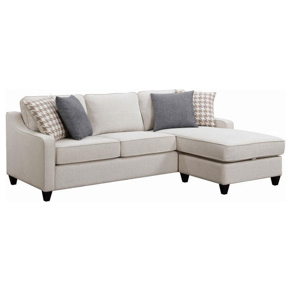 Ready to provide a sensible and stylish bonus to a transitional space, this sectional is a solid choice for a redesign. Perk up a living room or entertainment space with a comfortable and tasteful design. Configured for maximum flexibility, it accommodate