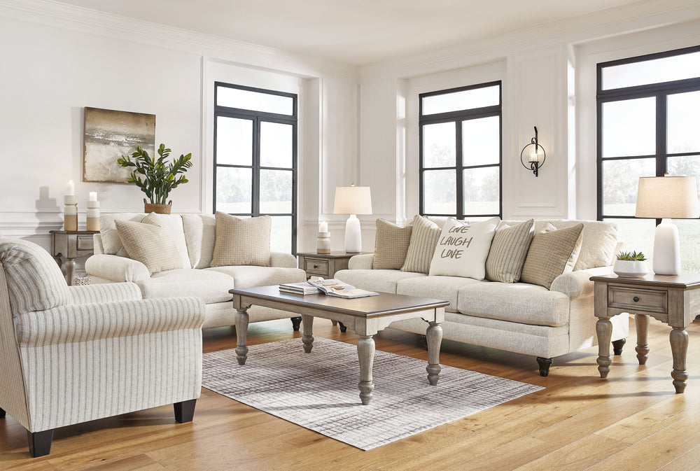 Seeking simple, transitional style? Enter this living room set. Its commitment to carefree comfort is right at home with your relaxed living room aesthetic. A subtle chevron effect elevates the everyday charm of the neutral fabric, while the deep, plush s