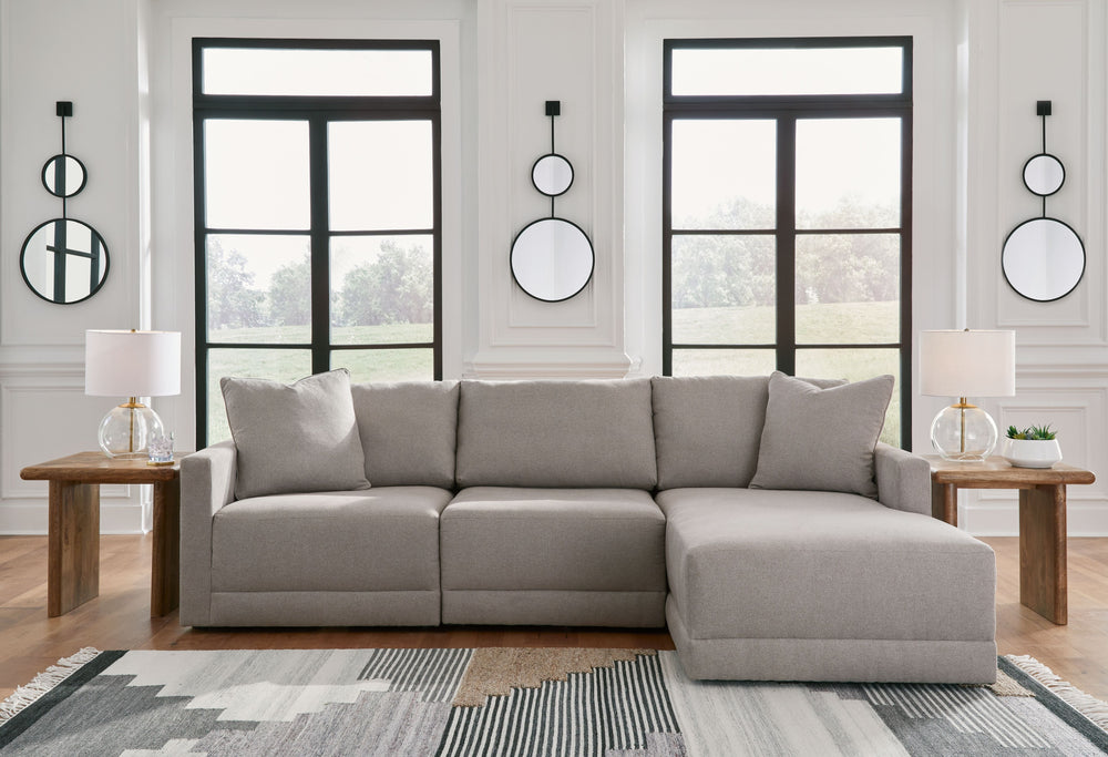 Searching for seating that expertly harmonizes form and function? This sectional with chaise has you covered. Making a sleek statement in spaces from transitional to modern, its neutral upholstery brings an airy, upscale feel to the clean-lined silhouette