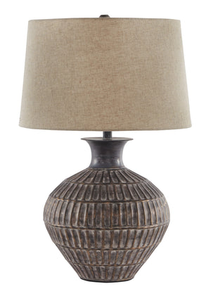 With this table lamp, you can cast a well-lit glow any time of day in style. Teeming with textured metal in a wide, shapely base, the bronze-tone finish gives that pop of casual chic flair youâ€™ve been looking for.<br><br><b>Additional Dimensions</b><br>