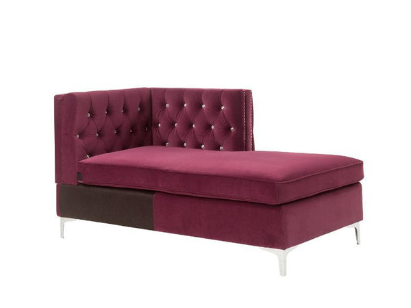 Nothing screams luxury like this Jaszira modular upholstery group. Each piece is enveloped in a luxurious velvet upholstery and showcasing button tufting, and a nail head trim accent for a tailored touch. Foam padding offers comfortable cushioning. Design