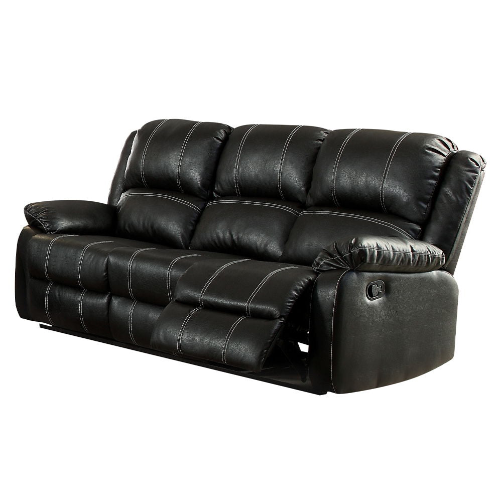 The Zuriel reclining sofa collection is a wonderful choice for any family room, combines luxurious faux leather with the comfort of padded, reclining seating. Comfortable contoured seats, soft to the touch while the reclining footrests offer full leg supp