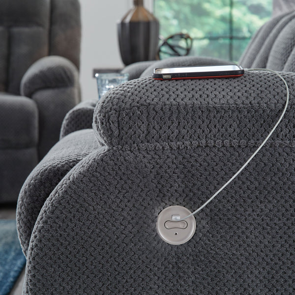 Observation - Steel - Double Reclining Power Loveseat With Console
