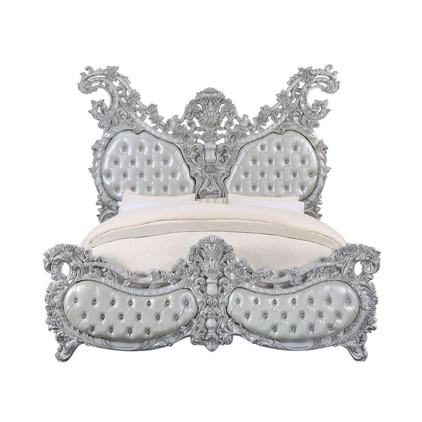  the Valkyrie Bedroom Collection provides the feeling of luxury and sophistication. Ornate carvings with floral scroll design on each piece boast extravagant silhouette