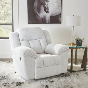  this extra-spacious recliner is a masterclass in accessible style. Plush