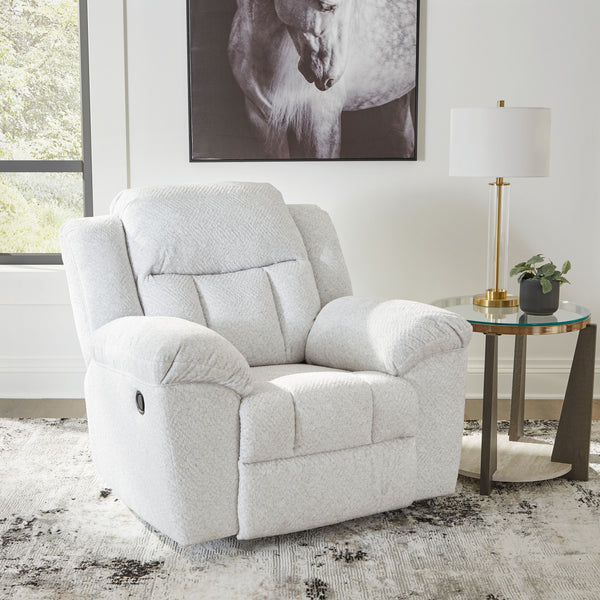 this extra-spacious recliner is a masterclass in accessible style. Plush