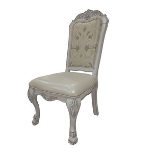 Dresden - Side Chair (Set of 2) - PU & Bone White Finish<br/><br/><b>Product Features</b><ul><li>Padded Seat & BackButton Tufted Back</li></ul><br/>