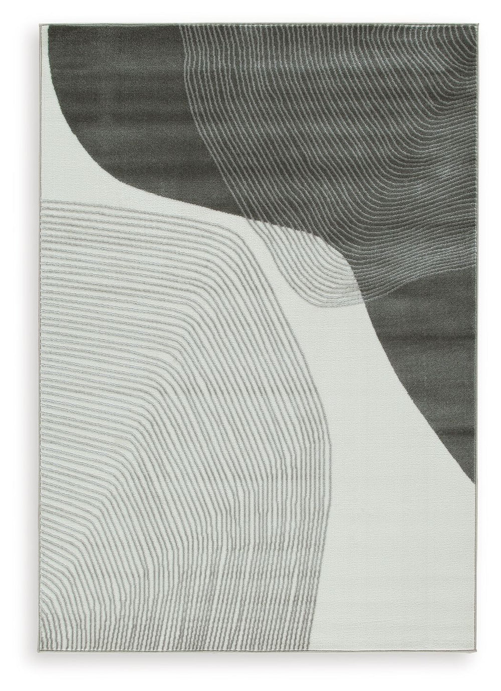 This area rug showcases a swirling abstract motif for a modern look. Providing a soft feeling underfoot, it gives flowing dimension to your hardwood or tile floors. It-'s a perfect fit for any home needing an extra touch of contemporary energy.<br/><br/><