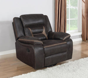 Greer - Upholstered Swivel Glider Recliner Chair - Brown