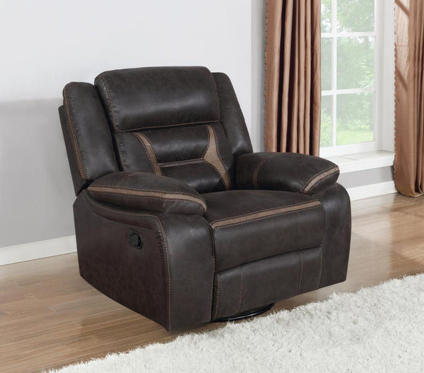 Greer - Upholstered Swivel Glider Recliner Chair - Brown