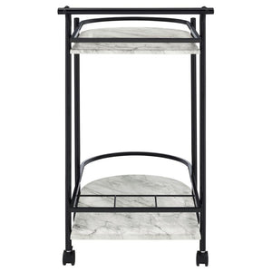 Desiree - 2-Tier Faux Marble Shelf Metal Bar Cart - Black