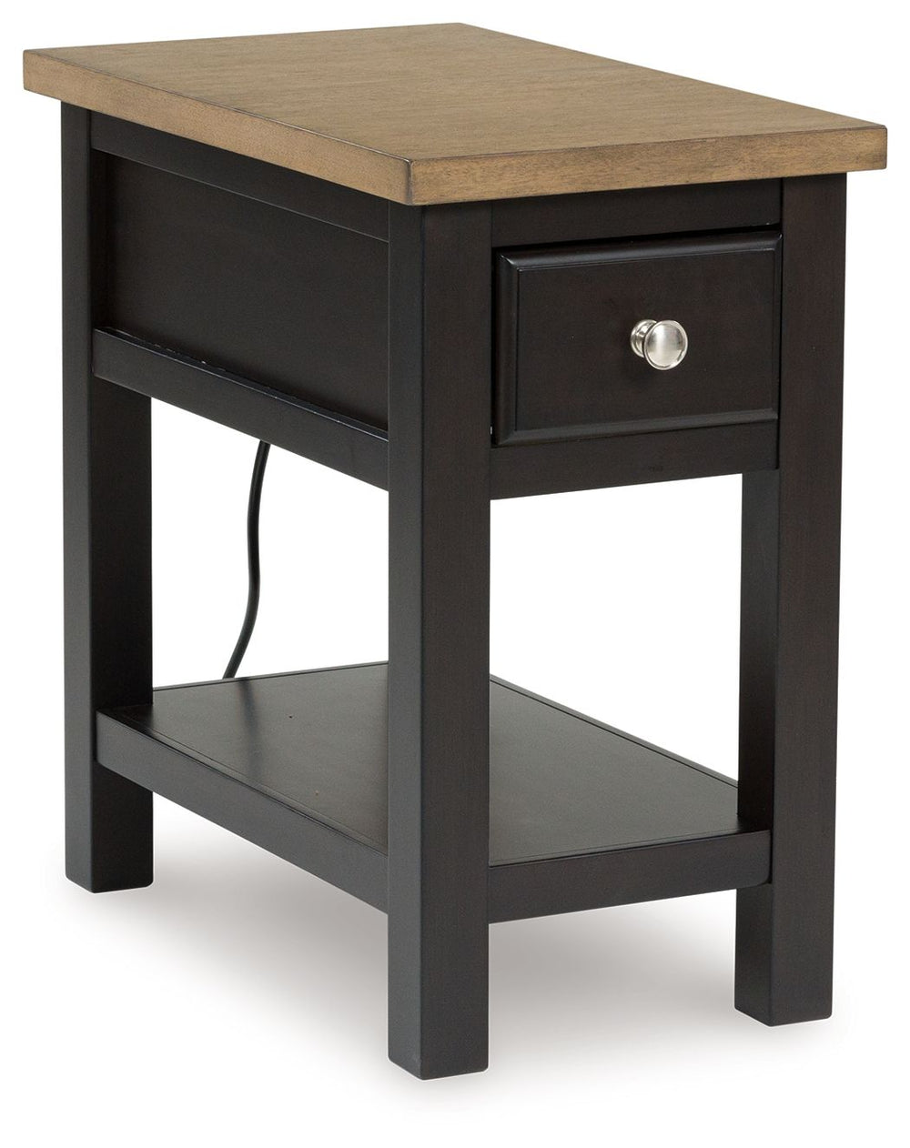 When youâ€™re styling your living room, convenience is key. With this chairside end table, casual flair meets canâ€™t-miss function. Tired of trekking to find a charger when your device is dead? This table-'s built-in outlets and USB ports allow you to st