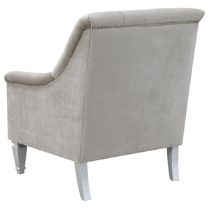 Avonlea - Velvet Upholstered Sloped Arm Chair - Pearl Silver
