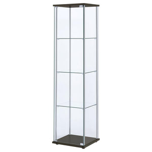 Bellatrix - 4-Shelf Clear Glass Curio Cabinet - Cappuccino