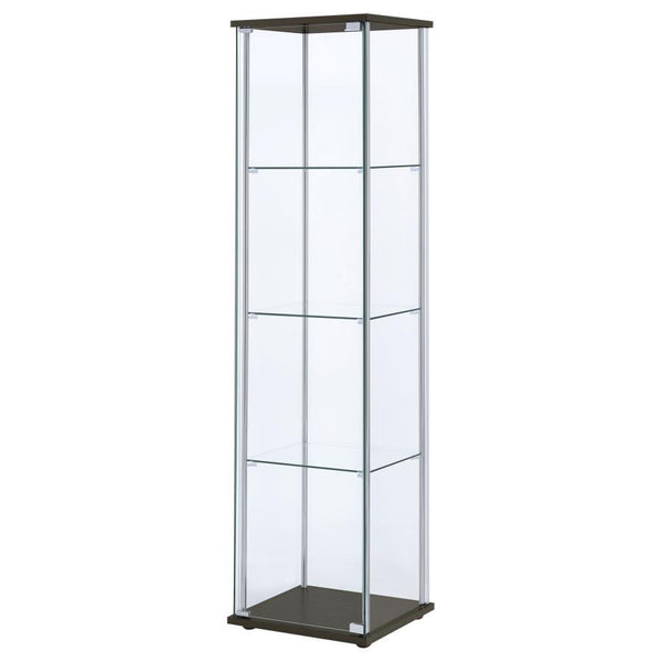 Bellatrix - 4-Shelf Clear Glass Curio Cabinet - Cappuccino