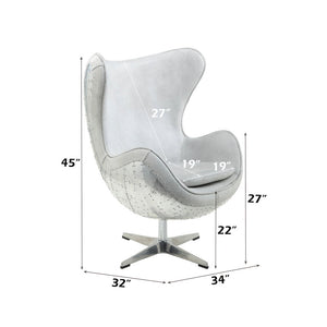 Brancaster - Accent Chair With Swivel - Vintage White & Aluminum