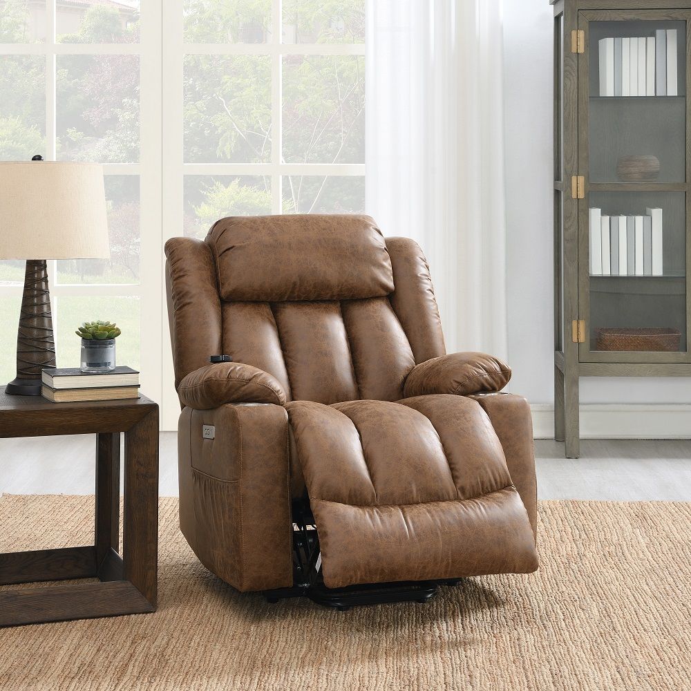 Omarion - Power Recliner With Lift & Heating & Massage - Brown