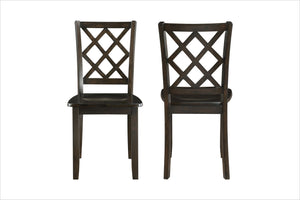 The Trellis Wood Dining Chair set in brown is a perfect addition to any dining area, offering both durability and style. This set includes two dining chairs, each expertly crafted from solid rubberwood to ensure long-lasting use and stability. The traditi