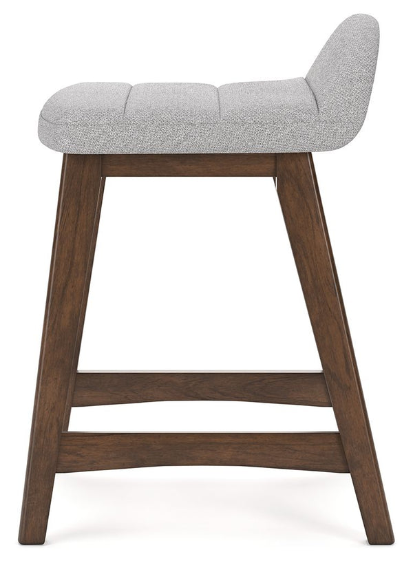 Lyncott - Light Gray / Brown - Upholstered Barstool (Set of 2)