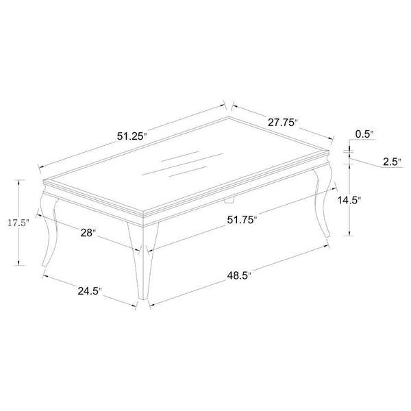 Carone - Rectangular Glass Top Coffee Table - Black And Chrome