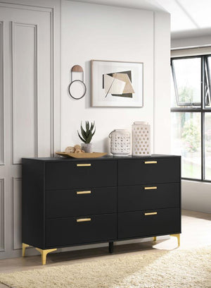  this modern glam dresser offers plenty of space to store all wardrobe items. A boxy frame with a smooth black finish presents a bold