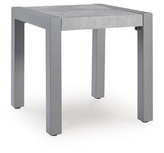 Indulge in luxe outside living without sacrificing longevity. This outdoor end table combines natural beauty with a sleek aluminum frame. Soak up the sun poolside or on the porchâ€”itâ€™s the perfect perch for your drink or latest read. And with a chic gr