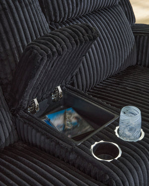 Forest Lake - Black - Power Reclining Loveseat With Console / Adj Headrest