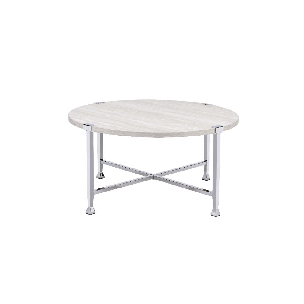 Equally ideal for resting a tray of drinks or displaying an eye-catching floral display, this Brecon occasional set is a must-have in your living room. Featuring a round wooden top and chrome metal legs, the set will bring a touch of modern but simple fla