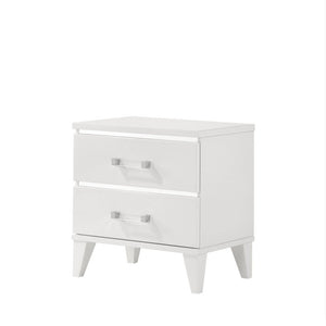  while decorative sliver trims add depth and reflect light. It offers two storage drawers with clear ac