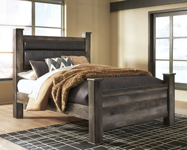  Queen Upholstered Poster Bed