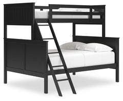 Maximize space and turn your kids-' bedtime into an adventure with this cool twin-over-full bunk bed. It-'s an effortless addition to any bedroom, with a timeless Shaker style that-'s wonderfully finished in black. Guard rails on the top bunk help everyon