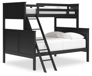 Maximize space and turn your kids-' bedtime into an adventure with this cool twin-over-full bunk bed. It-'s an effortless addition to any bedroom, with a timeless Shaker style that-'s wonderfully finished in black. Guard rails on the top bunk help everyon