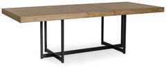 Sleek in its simplicity, this dining extension table takes a relaxed approach to refinement. Its mixed-material design brings a trendy urban-chic feel to dinner time. And when guests drop in, thereâ€™s a seat for everyoneâ€”a self-storing leaf extends the