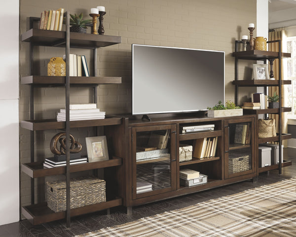 Starmore - Brown / Gunmetal - 4 Pc. - Entertainment Center - 70" TV Stand with Faux Firebrick Fireplace Insert