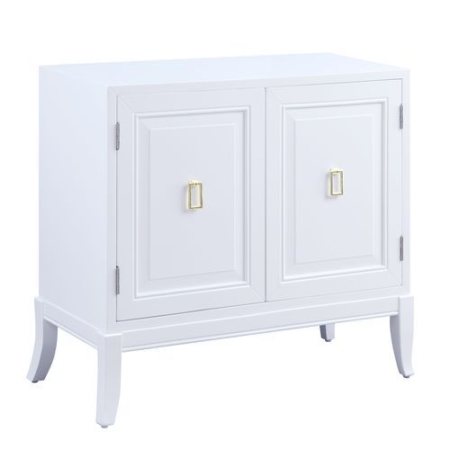 Assembled Rectangular Accent Table w/2 Door Table Top Thickness: 25 mm<br/><br/><b>Product Features</b><ul><li>KD Leg</li><li>Storage: 2 Door Cabinet</li><li>Wooden Tapered Leg</li><li>Magnetic Door Catches</li><li>Case: 1Pc/1Ctn</li><li>Finish: White Fin